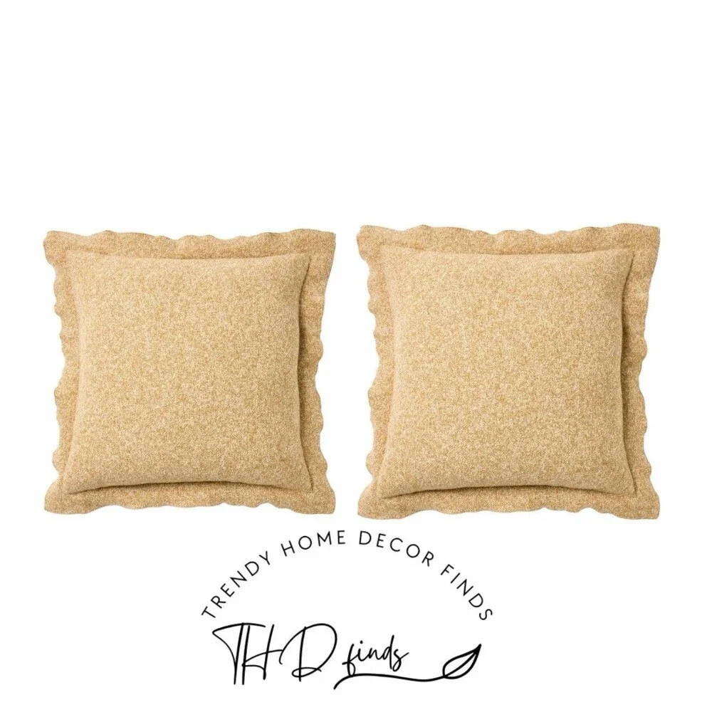 TWO Threshold Studio McGee Oversized Heather Throw Pillow 24 X 24in Tan/Camel